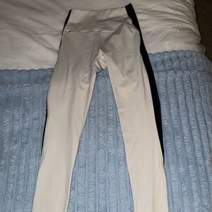 Cream/White with yellow and black stripe Leggings